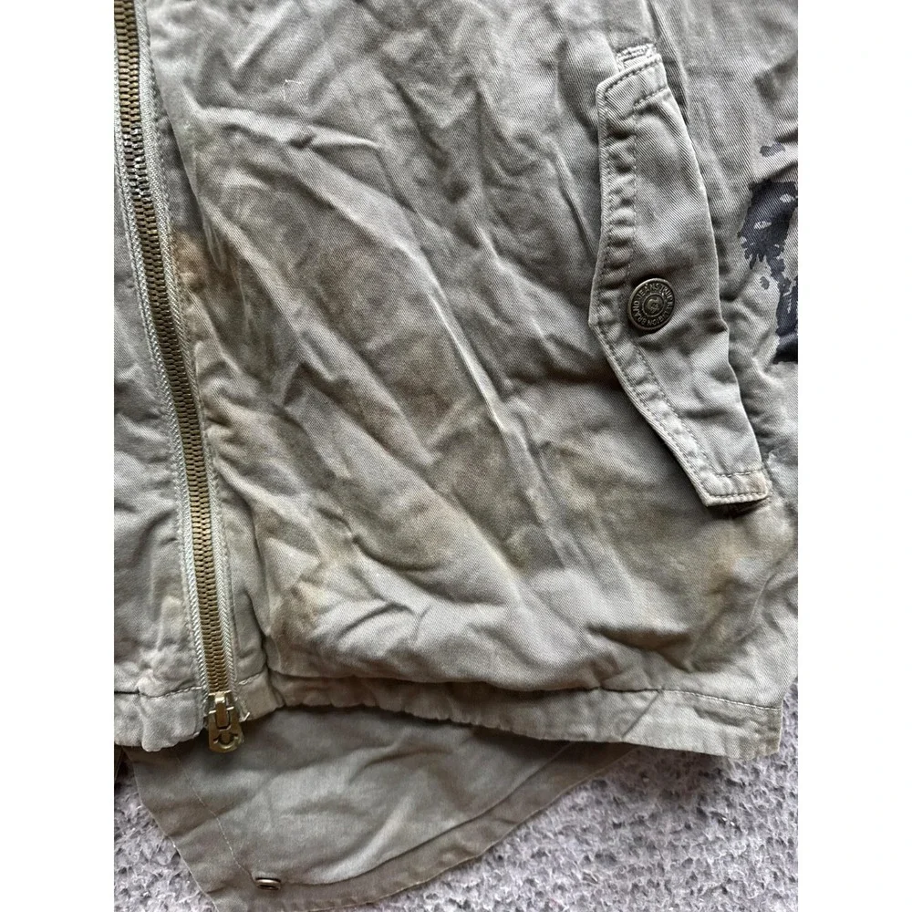 True Religion Denim Hooded Military Parka Jacket Olive Green Mens Size M